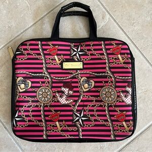 Betsey Johnson Padded Laptop Sleeve Sail Away Nautical  Pink Striped Zip Up
